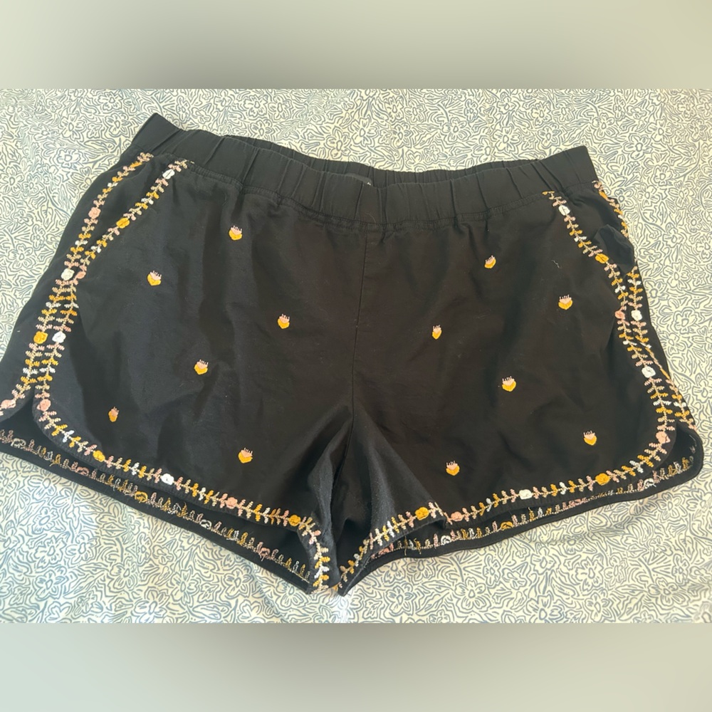 Madewell Black Embroidered Shorts